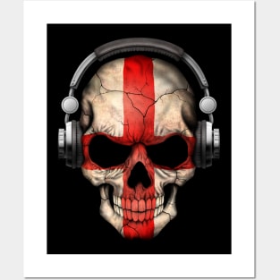 Dark Skull Deejay with English Flag Posters and Art